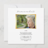  Kingfisher Purple Irises Celebration of Life 招待状 (裏面)