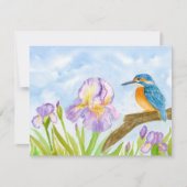 Kingfisher with Purple Irises Personalized ノートカード (正面)