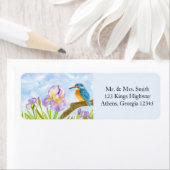  Kingfisher with Purple Irises Return Address  ラベル (インサイチュ)