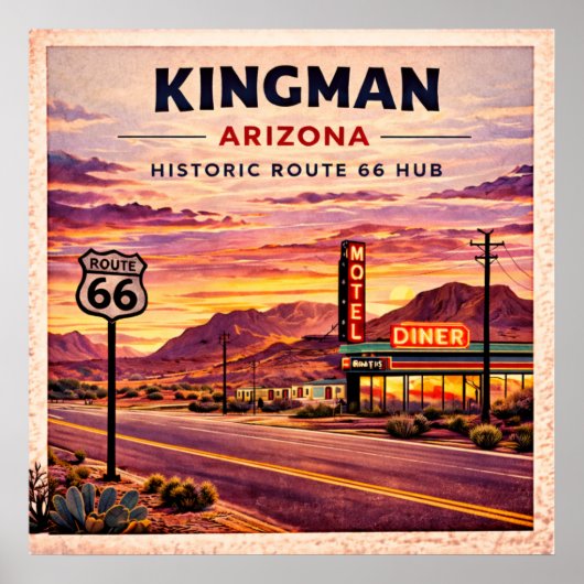 Kingman Arizona Route 66 Vintage ポスター (正面)