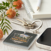 Kings Canyon National Park Illustration Retro Art キーホルダー (正面右)