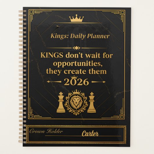 Kings Planner 2026 - Customizable Name | Luxury Bl プランナー手帳 (正面)