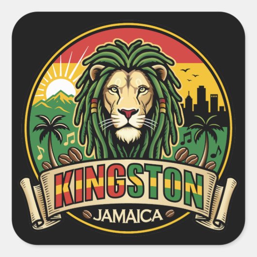 Kingston Jamaica Island Caribbean スクエアシール (正面)