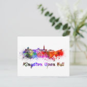 Kingston Upon Hull skyline in watercolor ポストカード (スタンド正面)