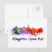 Kingston Upon Hull skyline in watercolor ポストカード (正面/裏面)