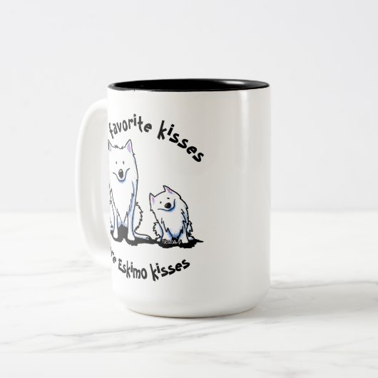 KiniArtのアメリカのエスキモーのキス ツートーンマグカップ (正面左)