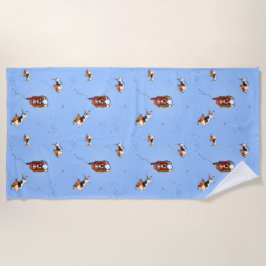 KiniArtのスノーケリングのバセット犬 ビーチタオル