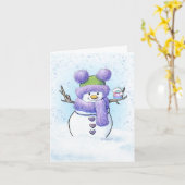 KiniArtの雪だるま & 鳥 カード (黄色い花)