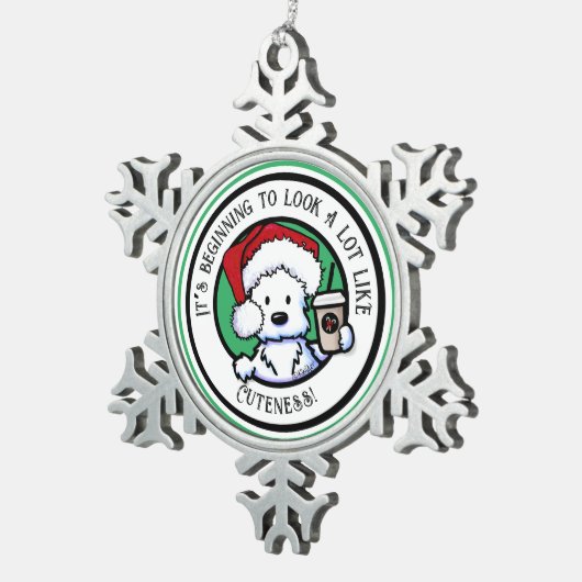 KiniArtウェスティークリスマスコーヒースウェットシャツオーデーン スノーフレークピューターオーナメント (右)