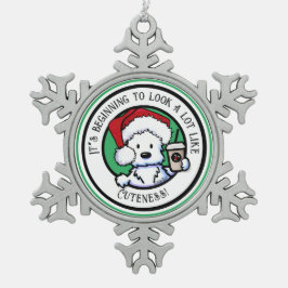 KiniArtウェスティークリスマスコーヒースウェットシャツオーデーン スノーフレークピューターオーナメント