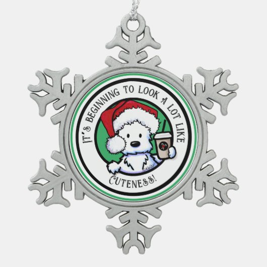 KiniArtウェスティークリスマスコーヒースウェットシャツオーデーン スノーフレークピューターオーナメント (正面)