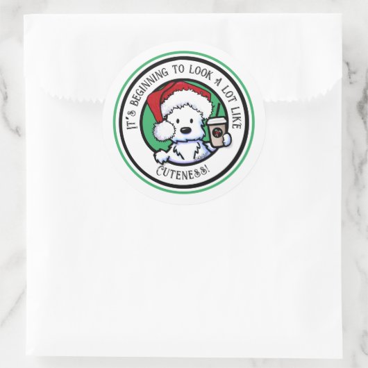 KiniArtウェスティークリスマスコーヒースウェットシャツ ラウンドシール (バッグ)