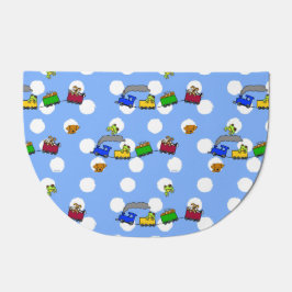 KiniArtカタツムリ列車と子犬 ドアマット