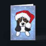 KiniArtバセットハウンドクリスマスカード シーズンカード<br><div class="desc">キニアートクリスマスバセット犬PUPアーティストのコンテンポラリーキムニレスによる。© Kim Niles,  KiniArt™ - ALL Rights Reserved.</div>