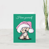 KiniArtヨークシャーテリアテリアドッグクリスマスカード シーズンカード (正面)