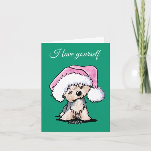 KiniArtヨークシャーテリアテリアドッグクリスマスカード シーズンカード (正面)