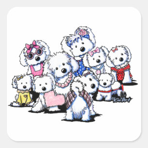 KiniArt国際的 Women's Day Dogs スクエアシール