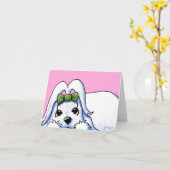 KiniArt大切マルチーズノートカード カード (黄色い花)