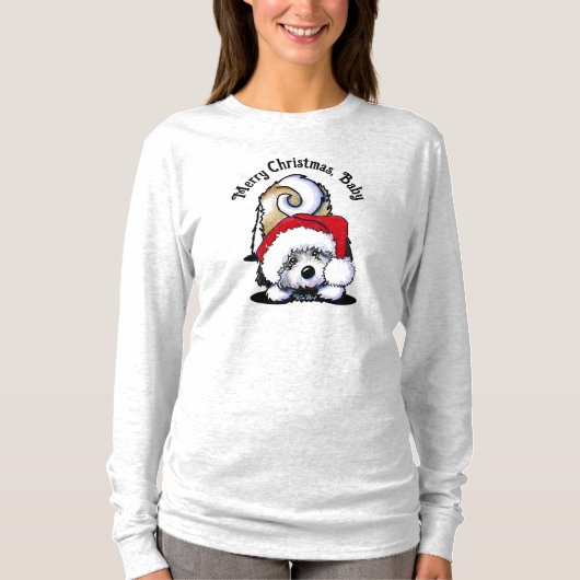 KiniArt かわいいクリスマスのハバナイズドッグ Tシャツ (正面)