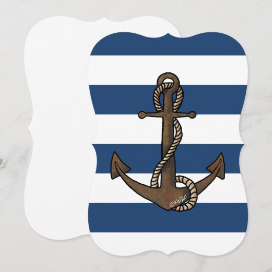 KiniArt アンカー Nautical 招待状 (正面/裏面)