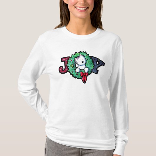 KiniArt ウェスティのクリスマス ジョイ Tシャツ (正面)