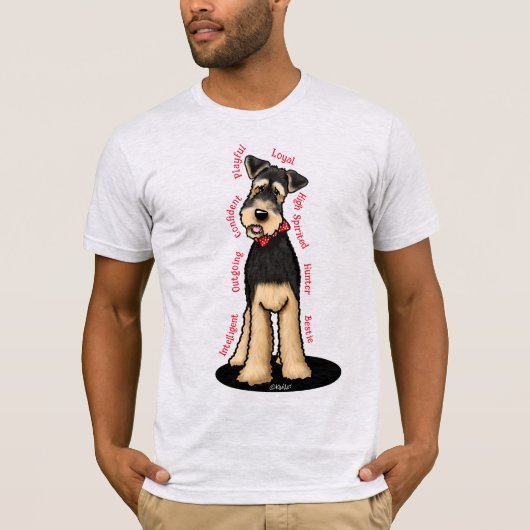 KiniArt エアデール・テリア愛好家Tシャツ Tシャツ (正面)