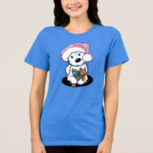 KiniArt クリスマス・ウエストハイランド・ホワイトテリアとテディベアTシャツ トライブレンドTシャツ