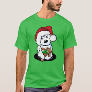 KiniArt クリスマス・ウエストハイランド・ホワイトテリアとテディベアTシャツ Tシャツ