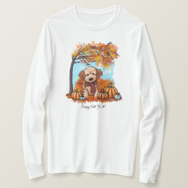 KiniArt ゴールデンドゥードル 子犬の秋 Tシャツ