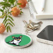 KiniArt トリ・キュリアス・コーギー キーホルダー (側面)