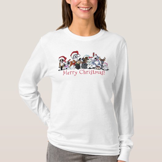 KiniArt ドッグ ラバー クリスマス Tシャツ (正面)