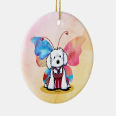 KiniArt マルテーズ バタフライ セラミックオーナメント (右)