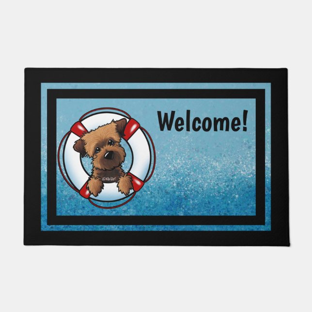 KiniArt 縁ど Terrier Rescue Doormat ドアマット (正面)