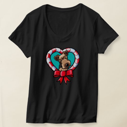 KiniArt Airedaleクリスマスラブ Tシャツ (レイダウン)