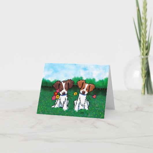 KiniArt Brittany Dog Christmas シーズンカード (正面)