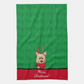 KiniArt Cainnトナカイのクリスマス キッチンタオル (縦)