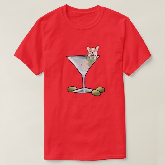 KiniArt Corgi Martini Tシャツ (デザイン正面)
