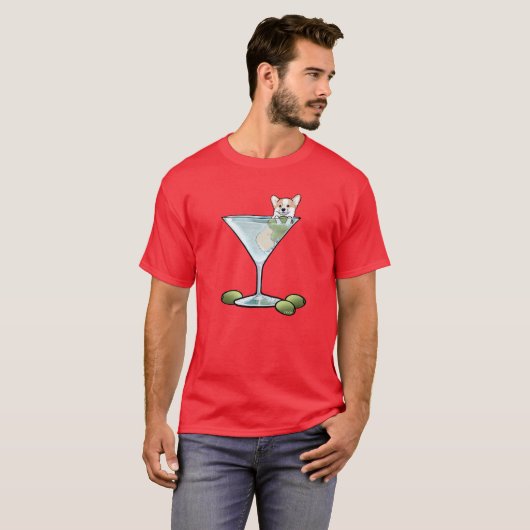 KiniArt Corgi Martini Tシャツ (正面フル)
