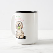 KiniArt Doodle Dog MY BALL ツートーンマグカップ (正面左)