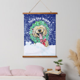 KiniArt DoodleMoji ゴールデンドゥードル クリスマス 吊り下げ型タペストリー