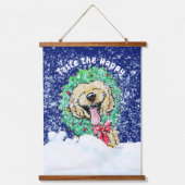KiniArt DoodleMoji Goldendoodleクリスマス 吊り下げ型タペストリー (正面)