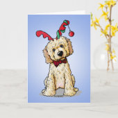 KiniArt DoodleMoji Reindeerクリスマスカード カード (黄色い花)