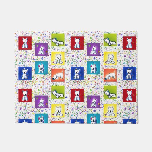 KiniArt Flowerbox Westies ドアマット (正面)