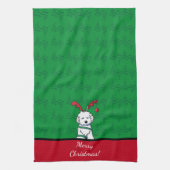 KiniArt Havaneseトナカイのクリスマス キッチンタオル (縦)