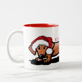 KiniArt Little Red Doxie Christmas Mug ツートーンマグカップ