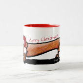 KiniArt Little Red Doxie Christmas Mug ツートーンマグカップ (中央)