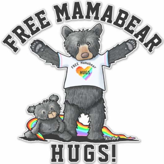 KiniArt Mama Bear Hugsステッカー シール (正面)