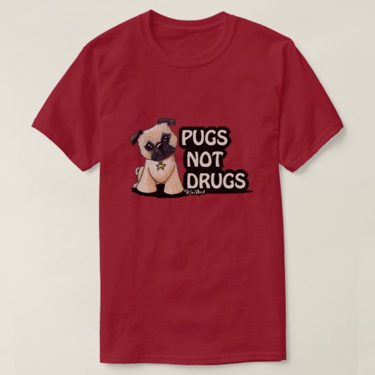 KiniArt Pugs Not Drugs T-Shirt Tシャツ (デザイン正面)