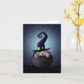 KiniArt Slothハロウィーン折り畳みグリーティングカード カード (黄色い花)