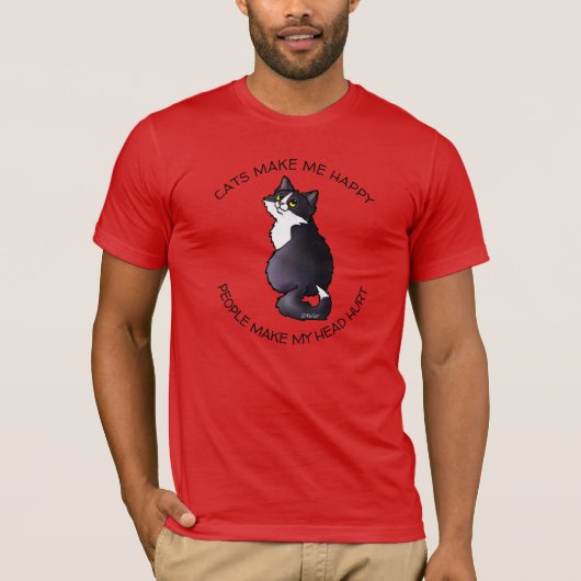 KiniArt Tuxedo猫好きTシャツ Tシャツ (正面)